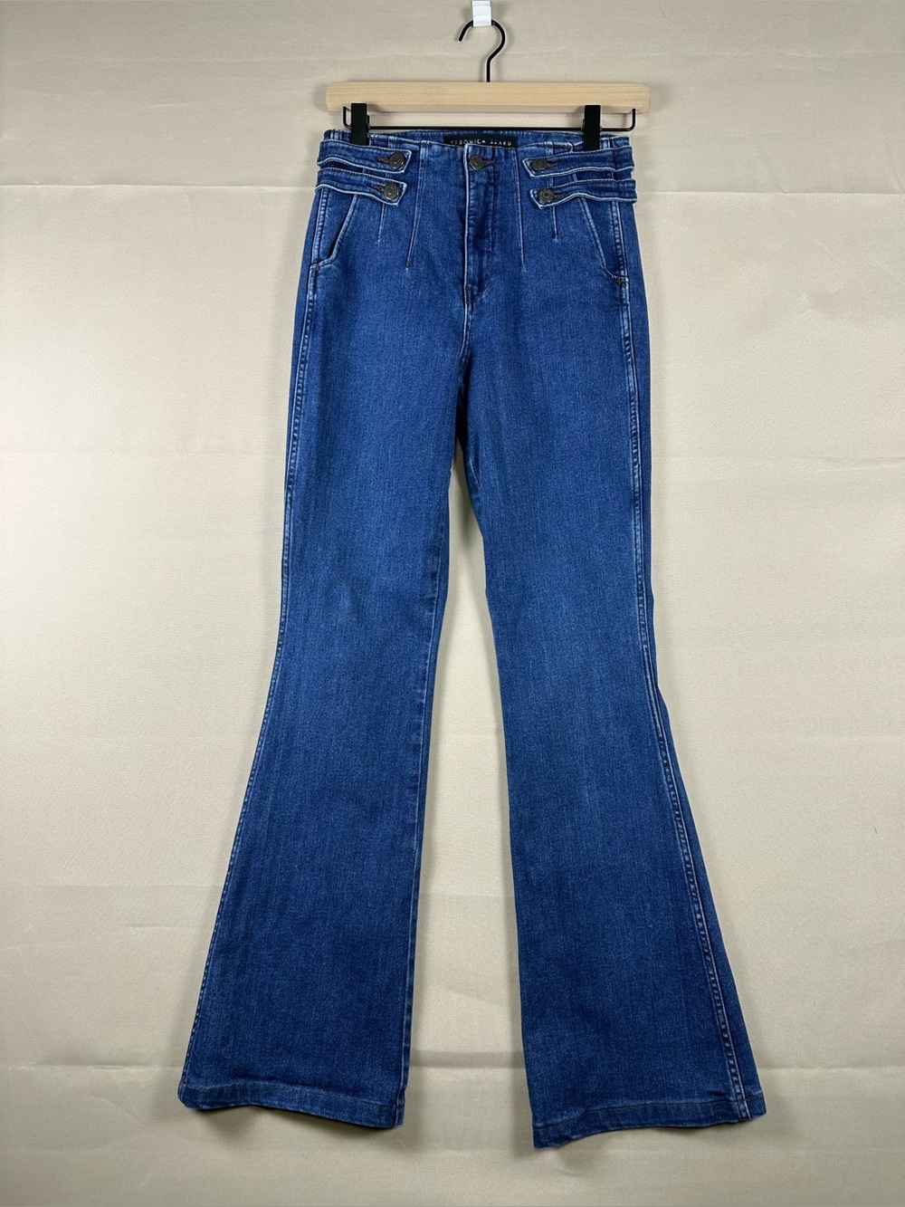 Veronica Beard Beverly Skinny Flare High Rise Jeans Washed Oxford Size 26 (2)